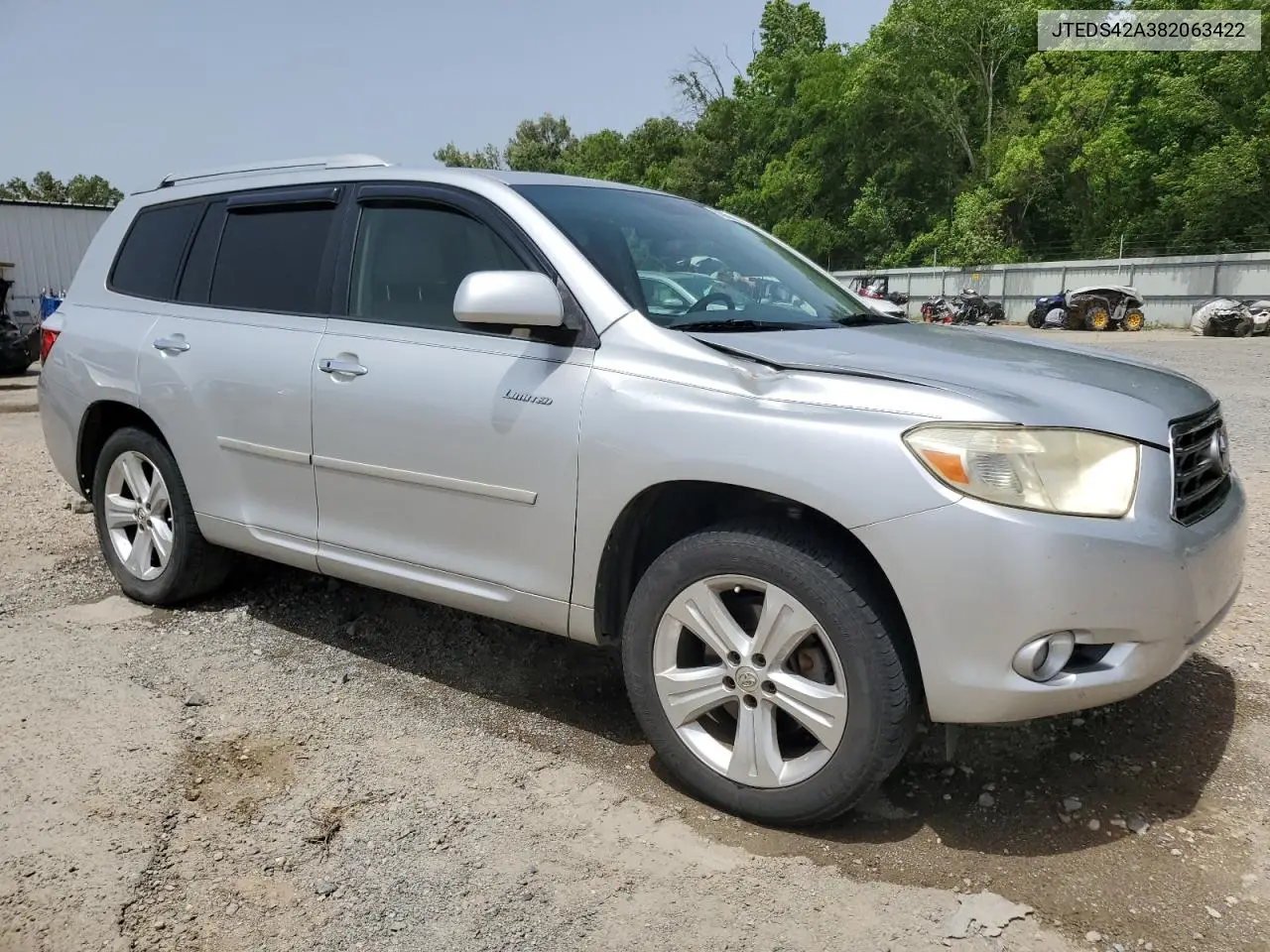 2008 Toyota Highlander Limited VIN: JTEDS42A382063422 Lot: 56367345