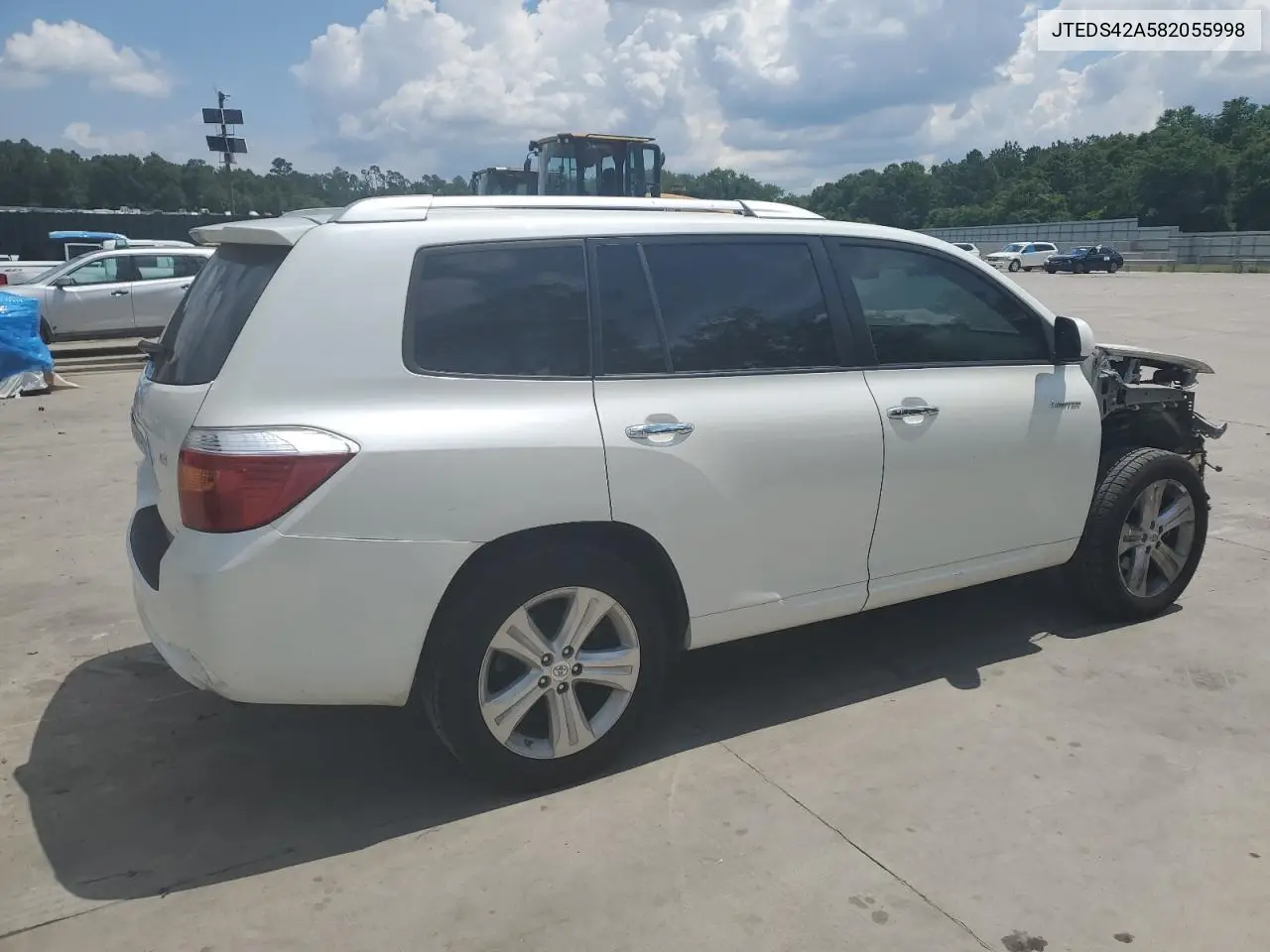 2008 Toyota Highlander Limited VIN: JTEDS42A582055998 Lot: 56377675