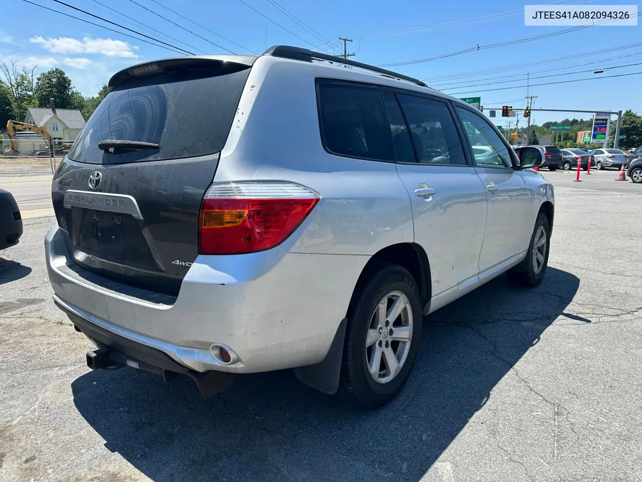 2008 Toyota Highlander VIN: JTEES41A082094326 Lot: 63165255