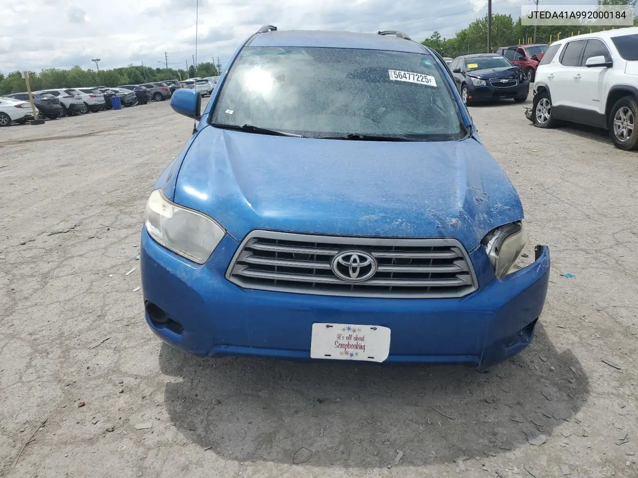 2009 Toyota Highlander VIN: JTEDA41A992000184 Lot: 56477225