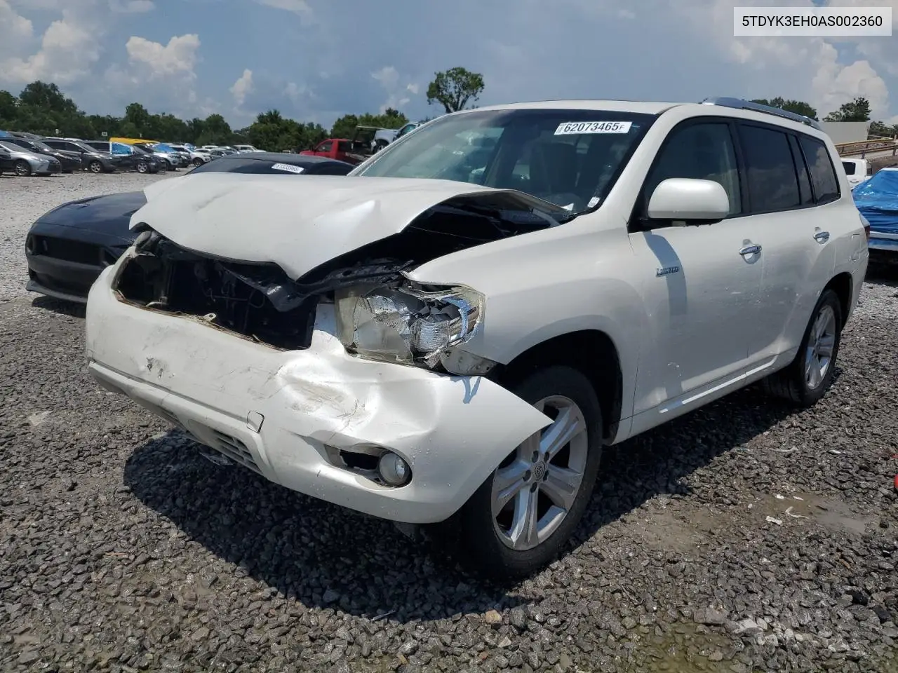 2010 Toyota Highlander Limited VIN: 5TDYK3EH0AS002360 Lot: 62073465