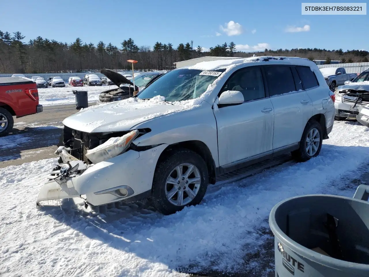 2011 Toyota Highlander Base VIN: 5TDBK3EH7BS083221 Lot: 44750165