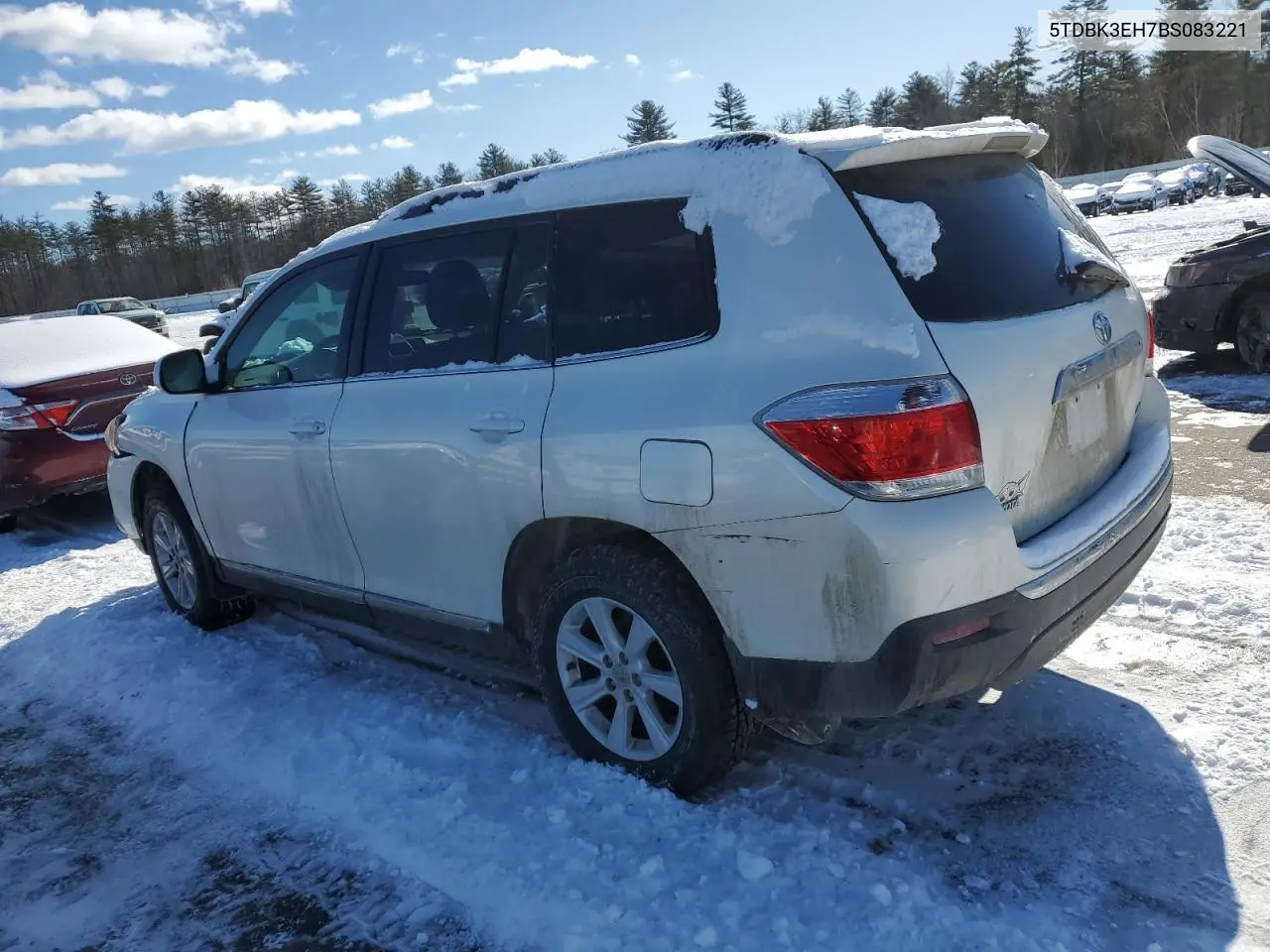 2011 Toyota Highlander Base VIN: 5TDBK3EH7BS083221 Lot: 44750165