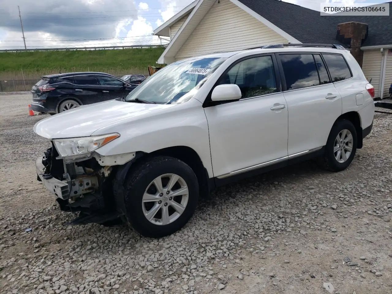 2012 Toyota Highlander Base VIN: 5TDBK3EH9CS106645 Lot: 56964875