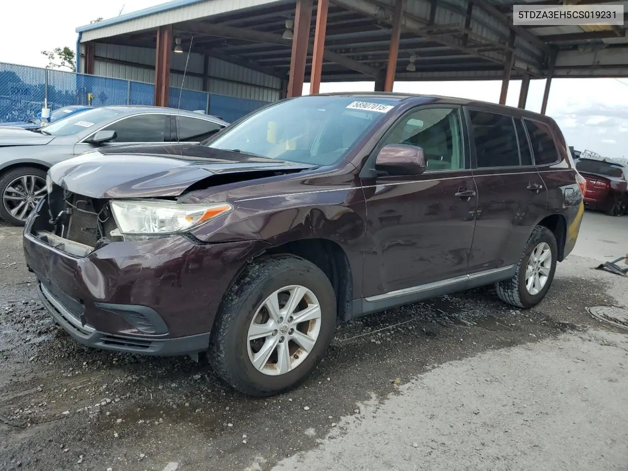 2012 Toyota Highlander Base VIN: 5TDZA3EH5CS019231 Lot: 58907015
