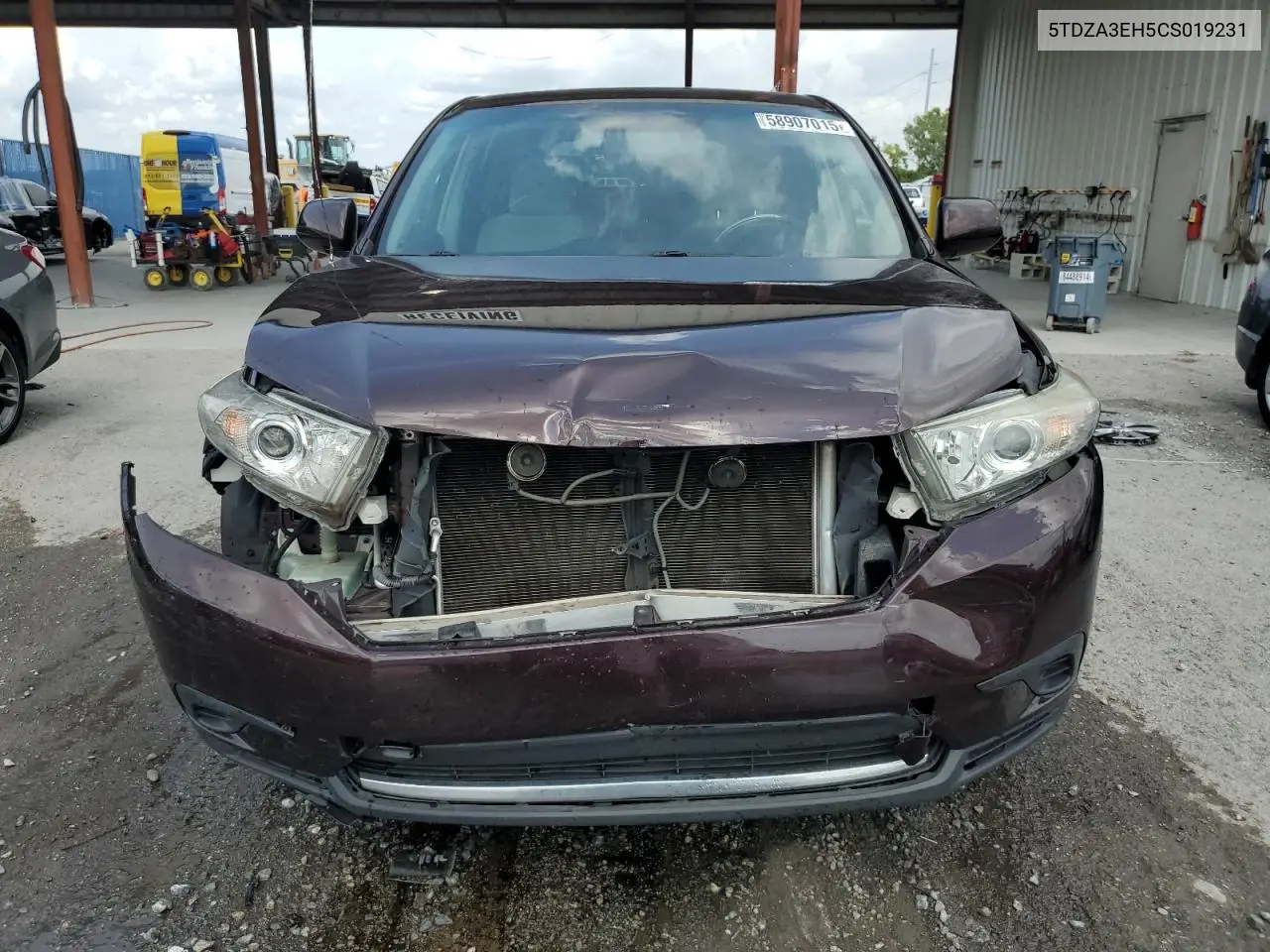 2012 Toyota Highlander Base VIN: 5TDZA3EH5CS019231 Lot: 58907015