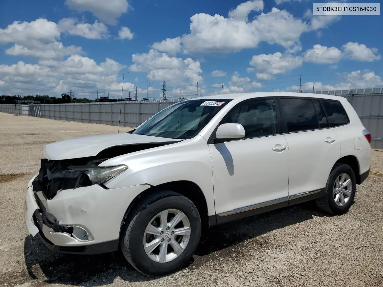 2012 Toyota Highlander Base VIN: 5TDBK3EH1CS164930 Lot: 62853945