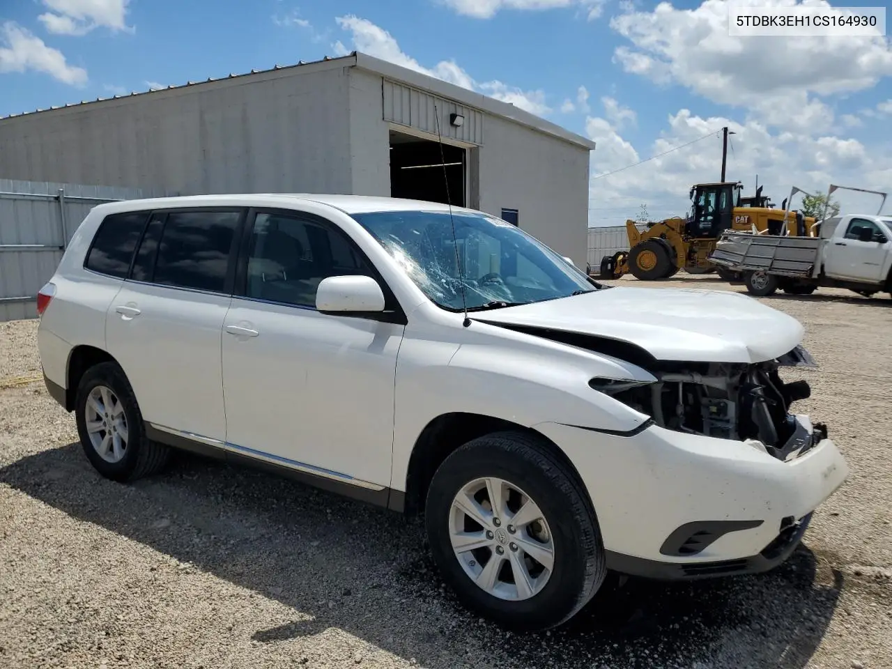 2012 Toyota Highlander Base VIN: 5TDBK3EH1CS164930 Lot: 62853945