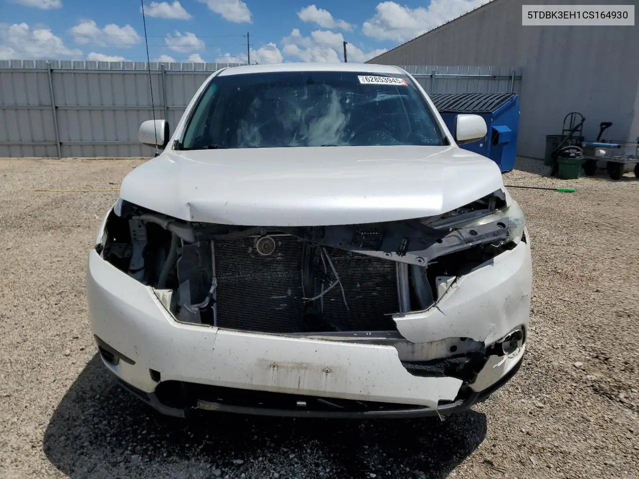 2012 Toyota Highlander Base VIN: 5TDBK3EH1CS164930 Lot: 62853945