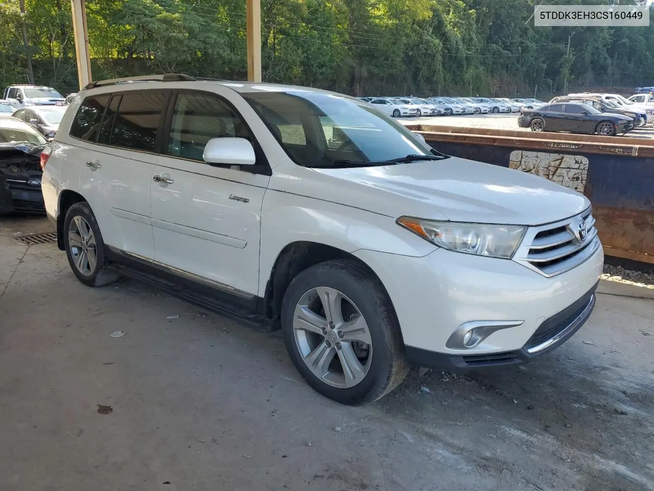 2012 Toyota Highlander Limited VIN: 5TDDK3EH3CS160449 Lot: 65241425