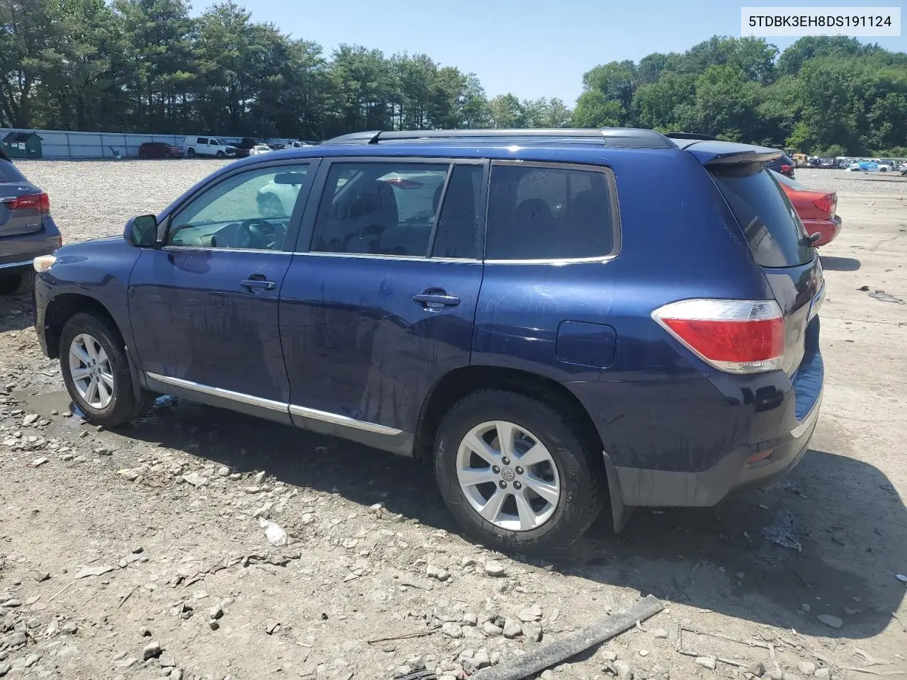 2013 Toyota Highlander Base VIN: 5TDBK3EH8DS191124 Lot: 62282245