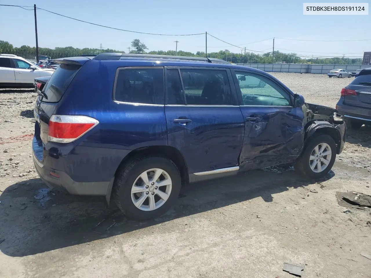 2013 Toyota Highlander Base VIN: 5TDBK3EH8DS191124 Lot: 62282245