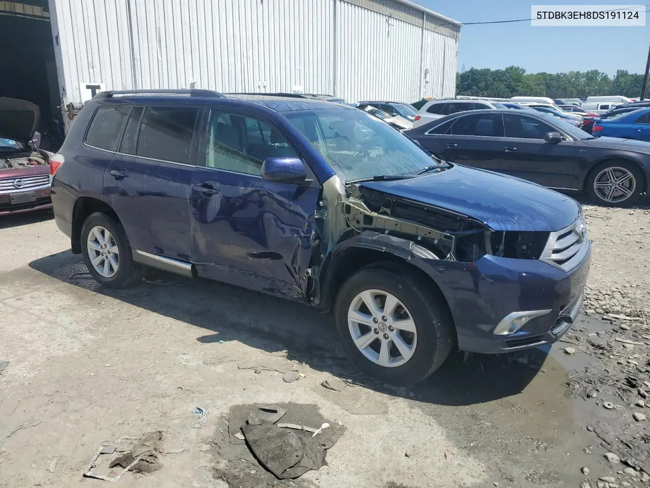 2013 Toyota Highlander Base VIN: 5TDBK3EH8DS191124 Lot: 62282245