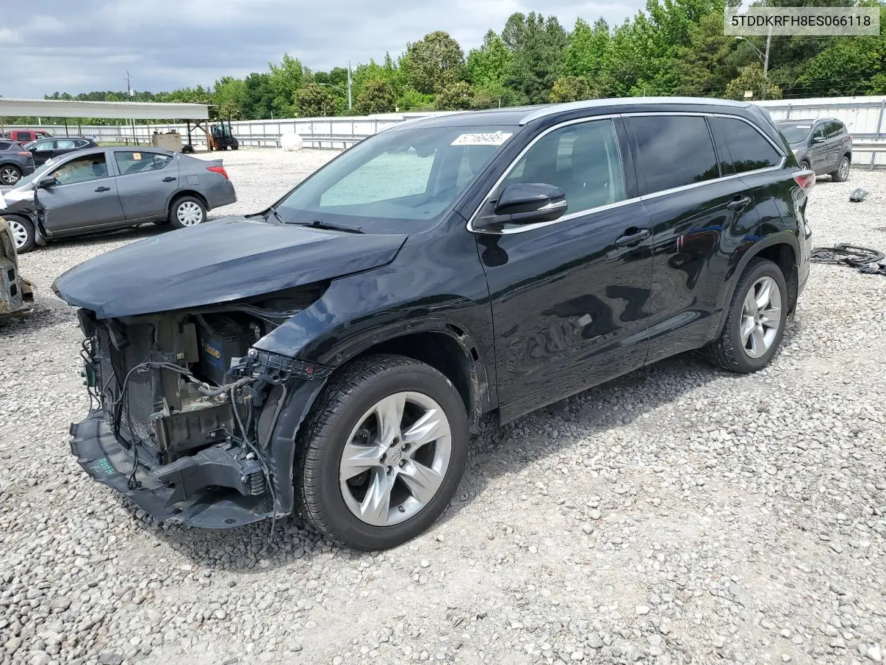 2014 Toyota Highlander Limited VIN: 5TDDKRFH8ES066118 Lot: 57166495