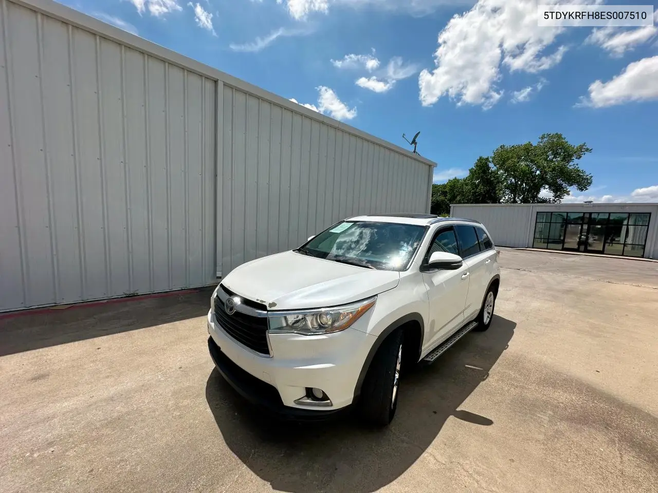 2014 Toyota Highlander Limited VIN: 5TDYKRFH8ES007510 Lot: 63150215