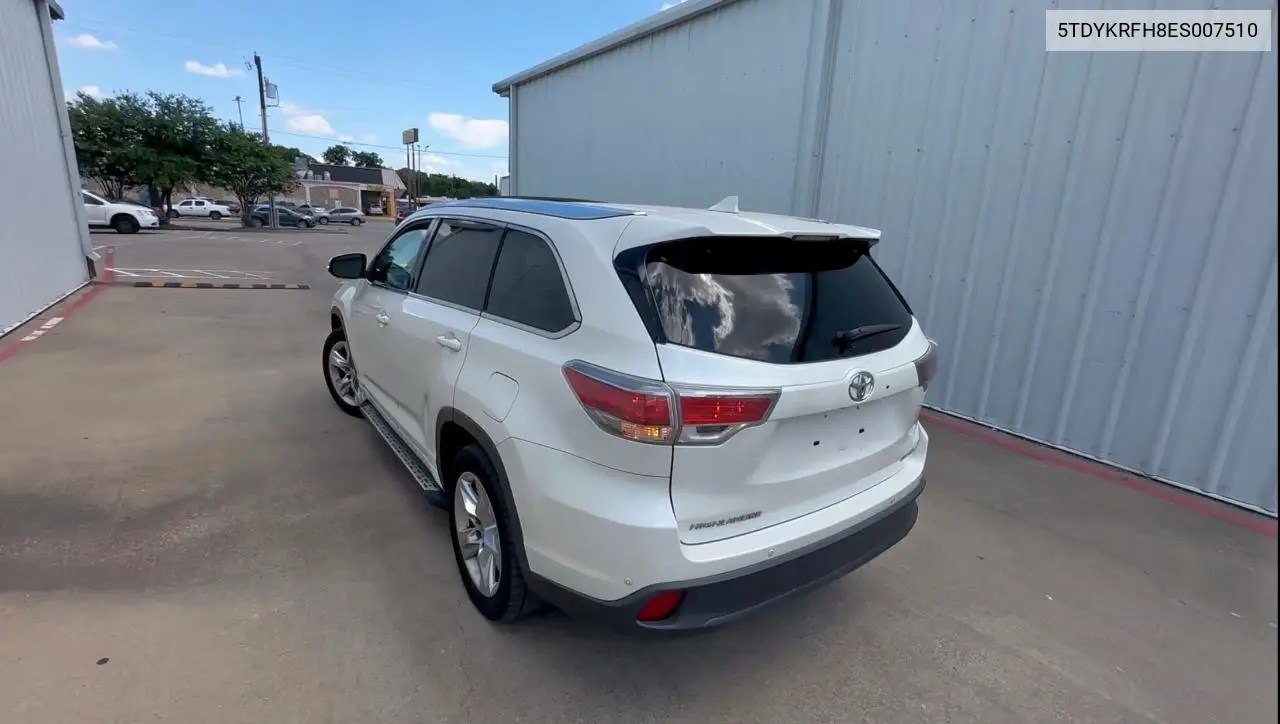 2014 Toyota Highlander Limited VIN: 5TDYKRFH8ES007510 Lot: 63150215