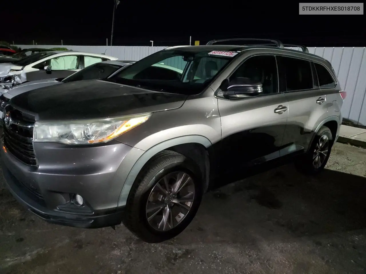 2014 Toyota Highlander Xle VIN: 5TDKKRFHXES018708 Lot: 63151125