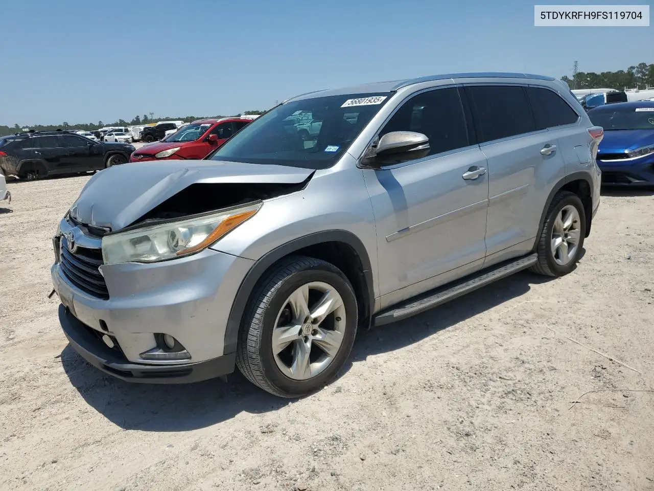2015 Toyota Highlander Limited VIN: 5TDYKRFH9FS119704 Lot: 56801935