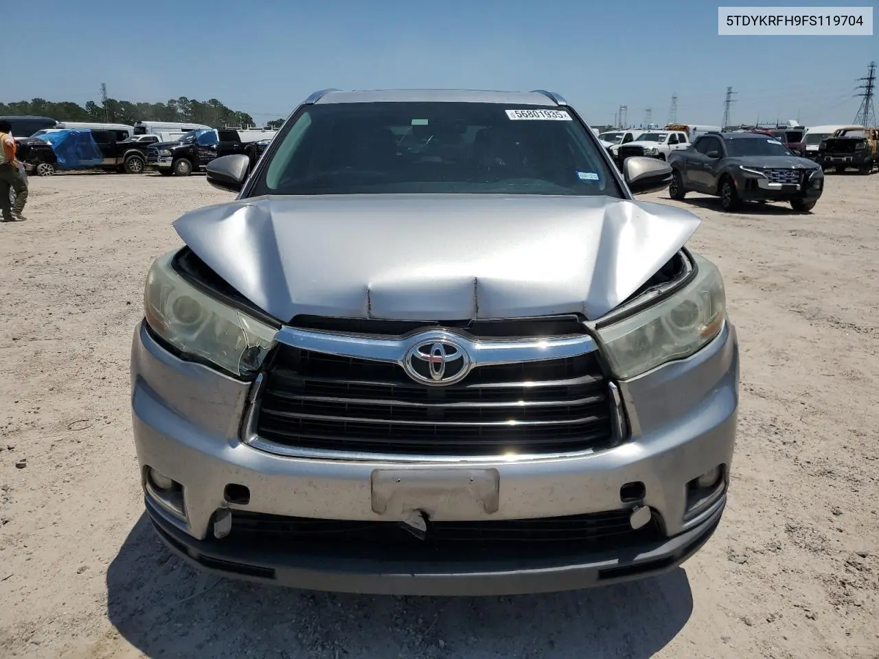 2015 Toyota Highlander Limited VIN: 5TDYKRFH9FS119704 Lot: 56801935