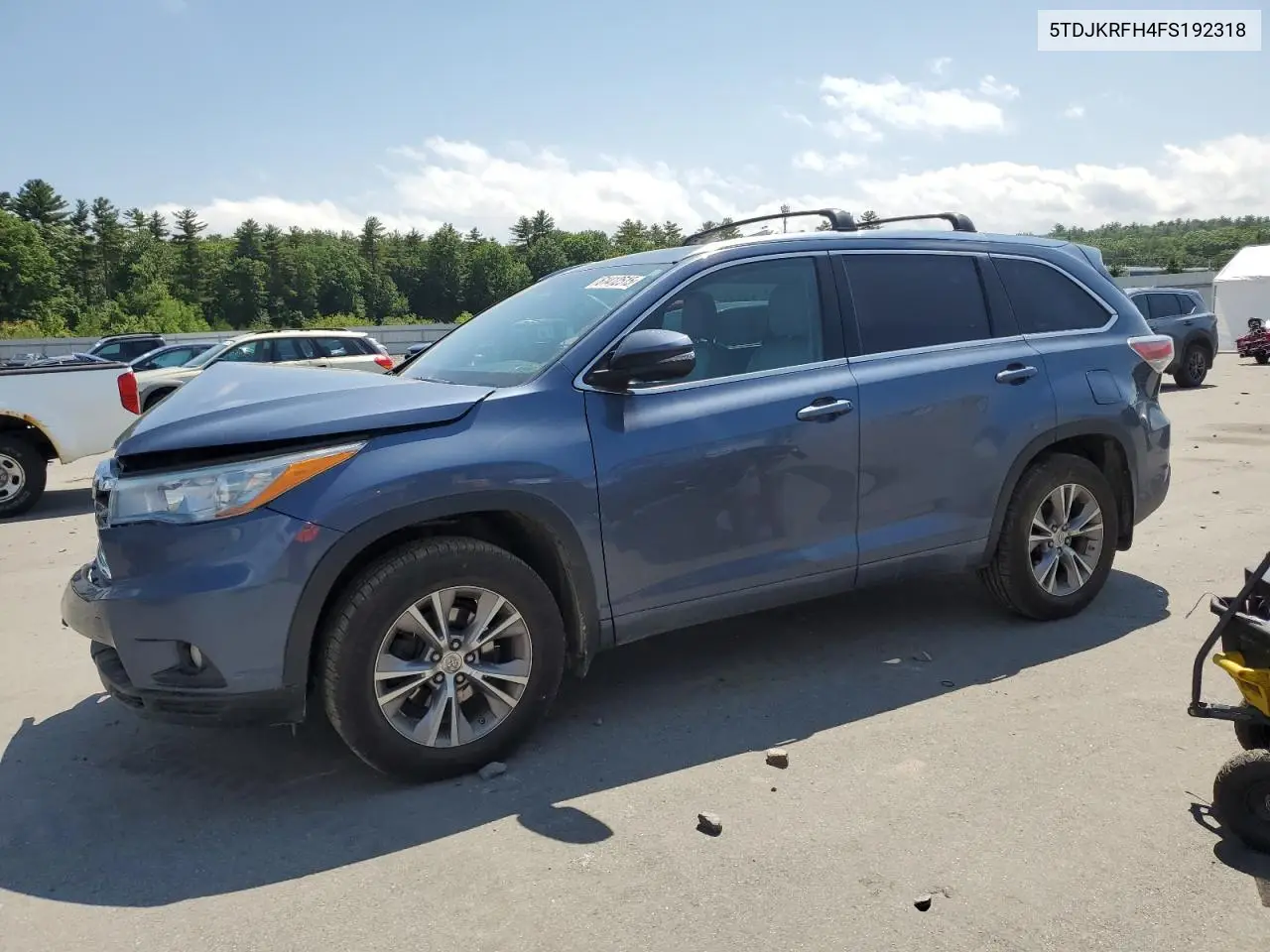 2015 Toyota Highlander Xle VIN: 5TDJKRFH4FS192318 Lot: 61412515