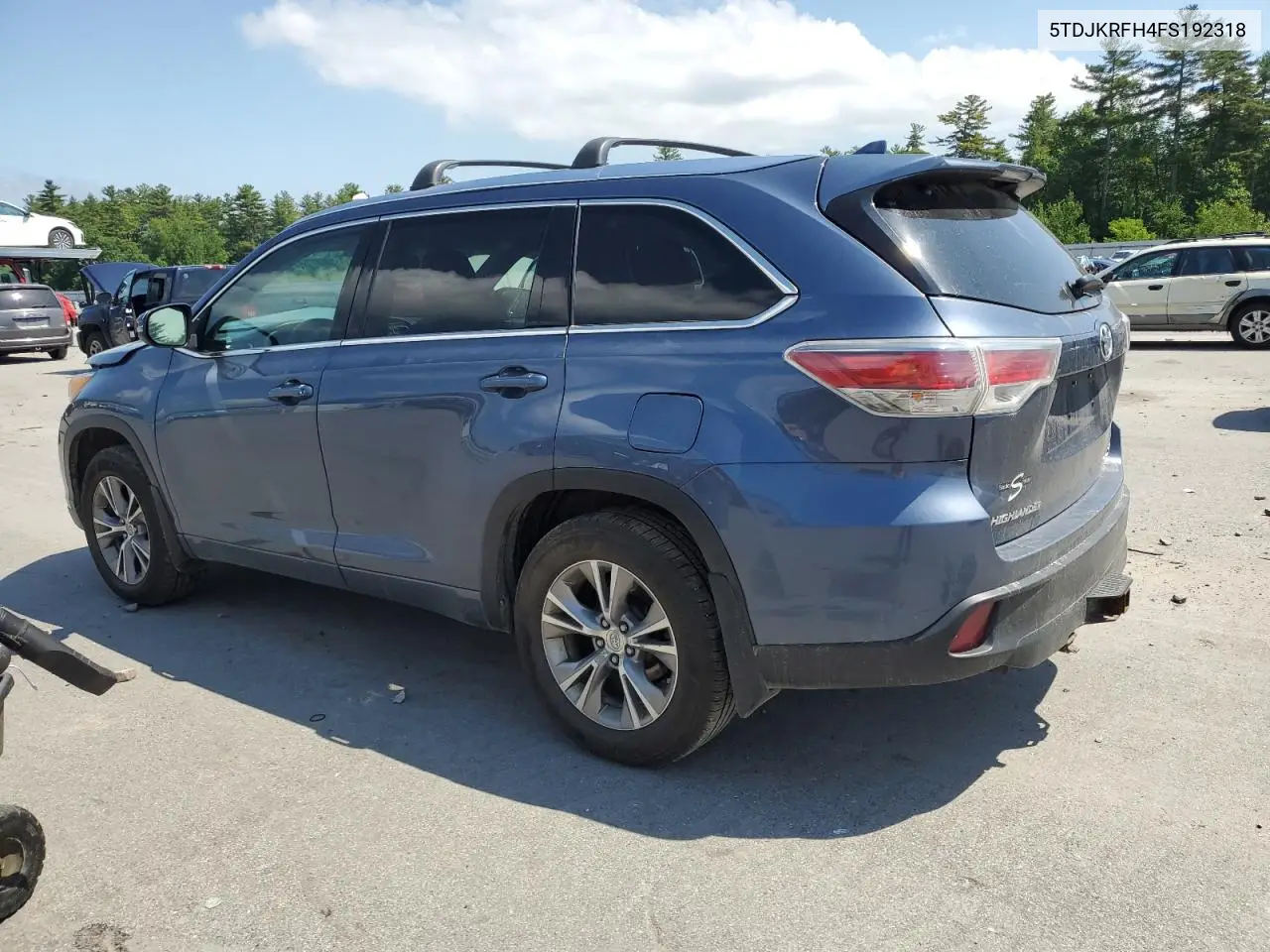 2015 Toyota Highlander Xle VIN: 5TDJKRFH4FS192318 Lot: 61412515