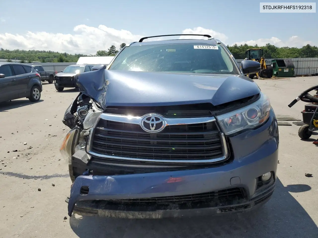 2015 Toyota Highlander Xle VIN: 5TDJKRFH4FS192318 Lot: 61412515