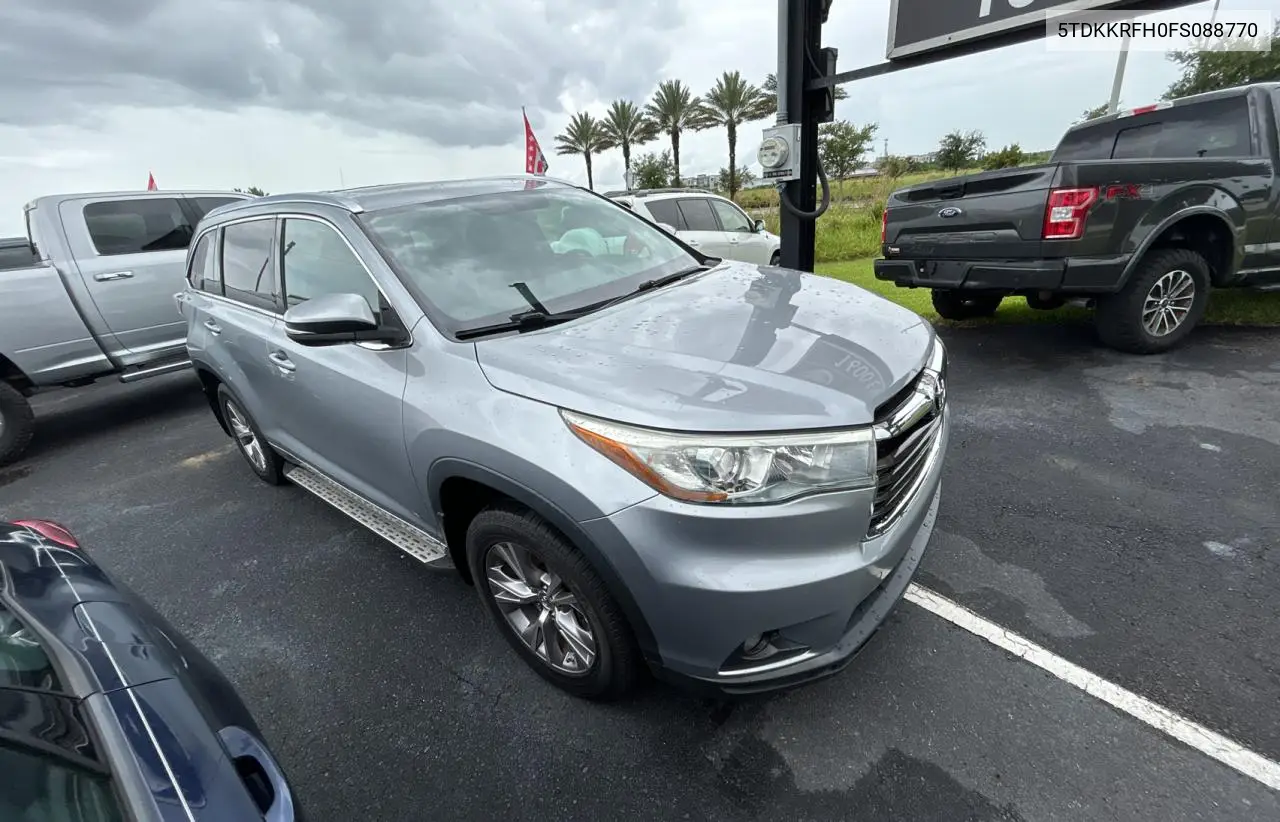 2015 Toyota Highlander Xle VIN: 5TDKKRFH0FS088770 Lot: 63278875