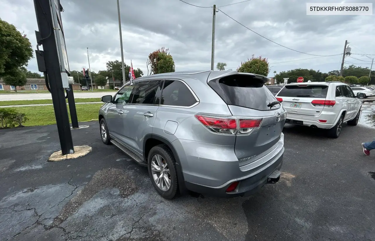 2015 Toyota Highlander Xle VIN: 5TDKKRFH0FS088770 Lot: 63278875