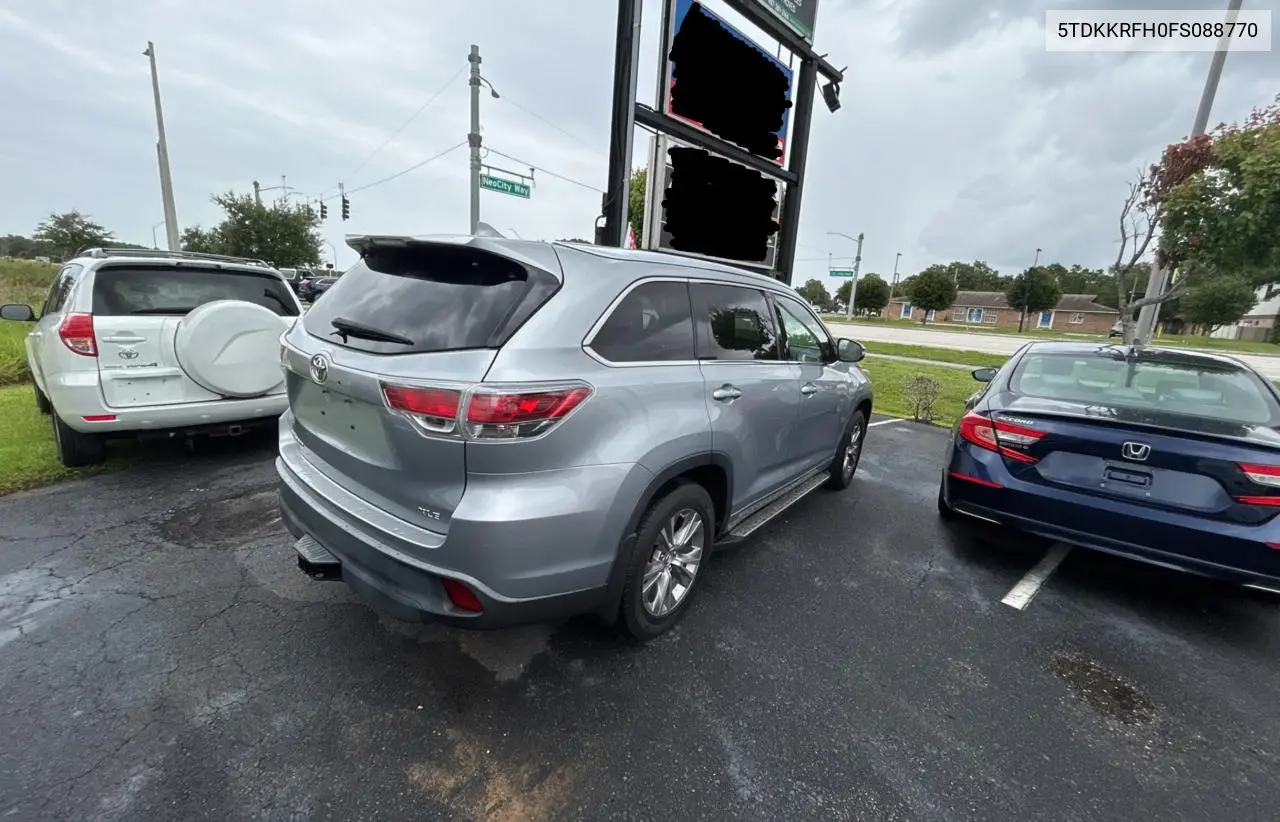 2015 Toyota Highlander Xle VIN: 5TDKKRFH0FS088770 Lot: 63278875
