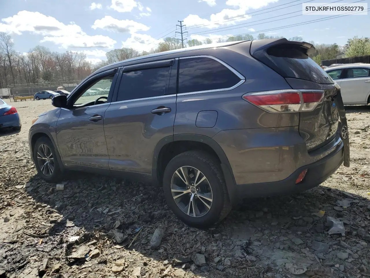 2016 Toyota Highlander Xle VIN: 5TDJKRFH1GS502779 Lot: 51195895