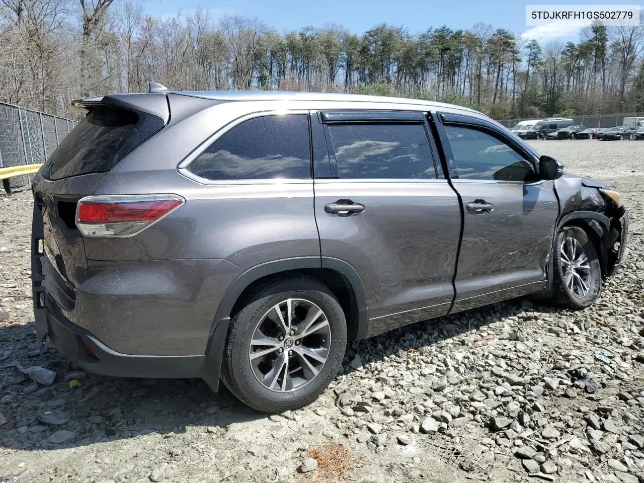 2016 Toyota Highlander Xle VIN: 5TDJKRFH1GS502779 Lot: 51195895
