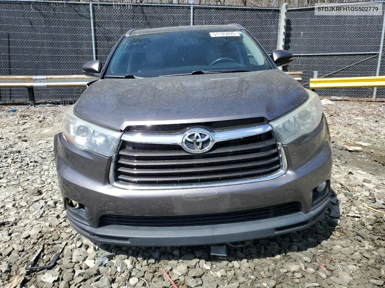 2016 Toyota Highlander Xle VIN: 5TDJKRFH1GS502779 Lot: 51195895