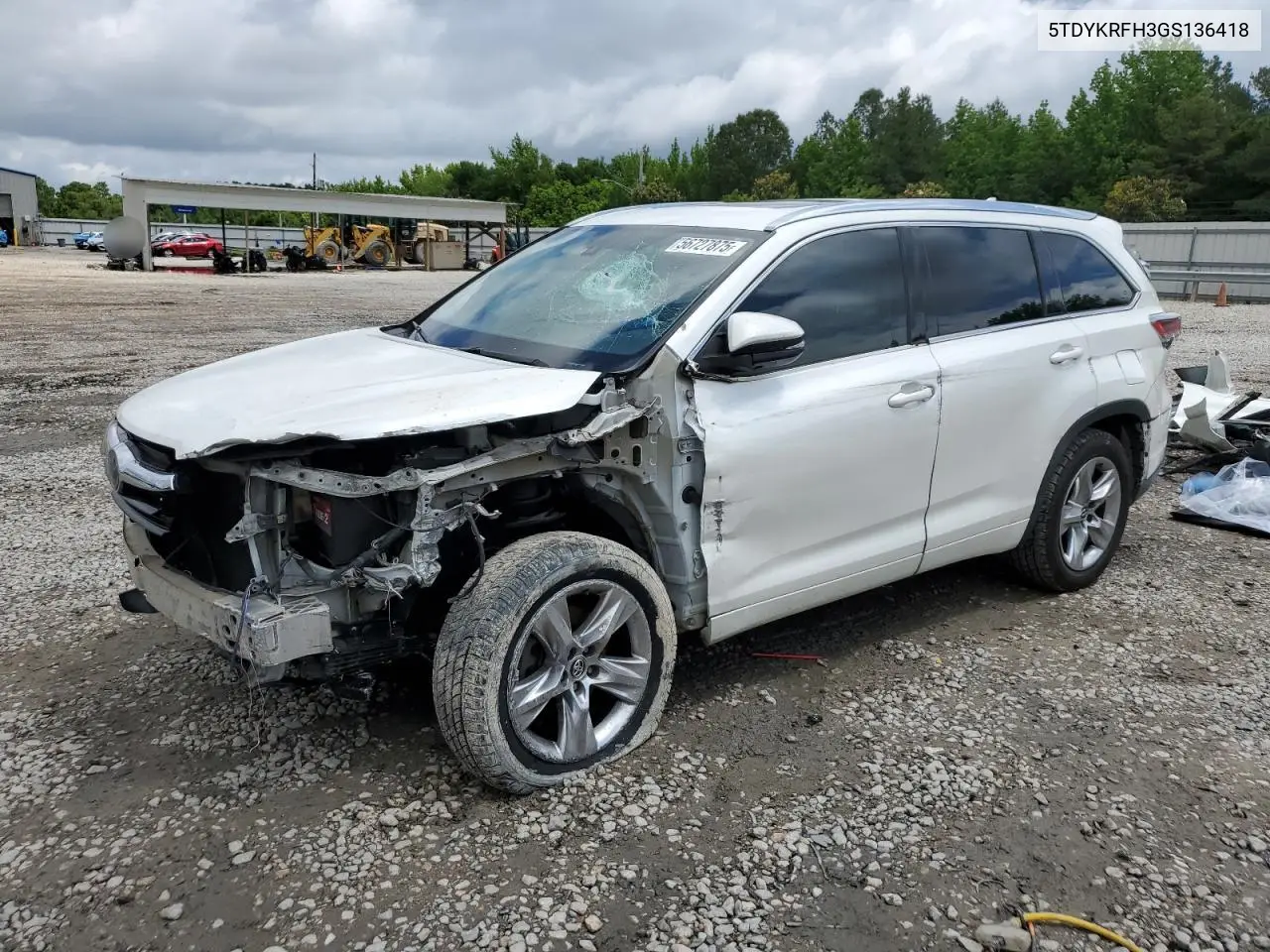 2016 Toyota Highlander Limited VIN: 5TDYKRFH3GS136418 Lot: 56727875