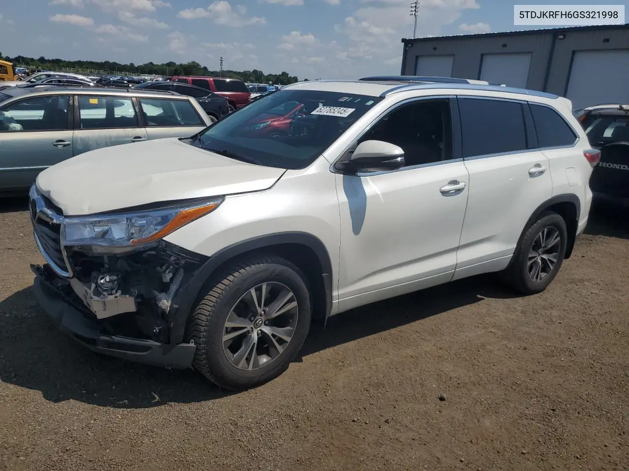 2016 Toyota Highlander Xle VIN: 5TDJKRFH6GS321998 Lot: 62785245