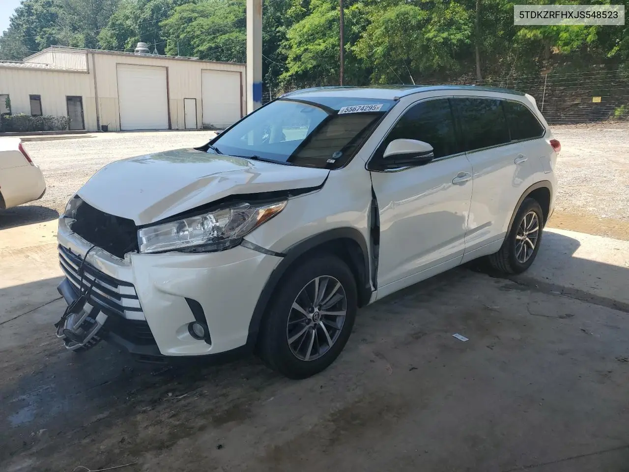 2018 Toyota Highlander Se VIN: 5TDKZRFHXJS548523 Lot: 55674295