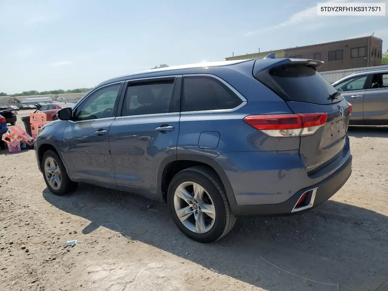 2019 Toyota Highlander Limited VIN: 5TDYZRFH1KS317571 Lot: 56757035