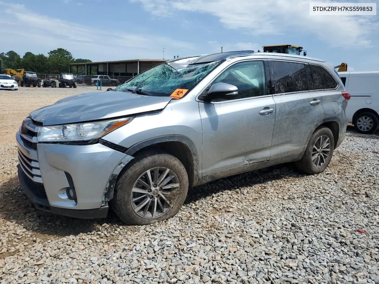 2019 Toyota Highlander Se VIN: 5TDKZRFH7KS559853 Lot: 57116675
