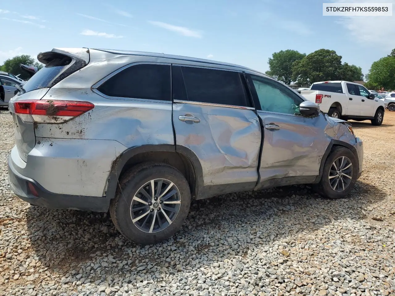 2019 Toyota Highlander Se VIN: 5TDKZRFH7KS559853 Lot: 57116675