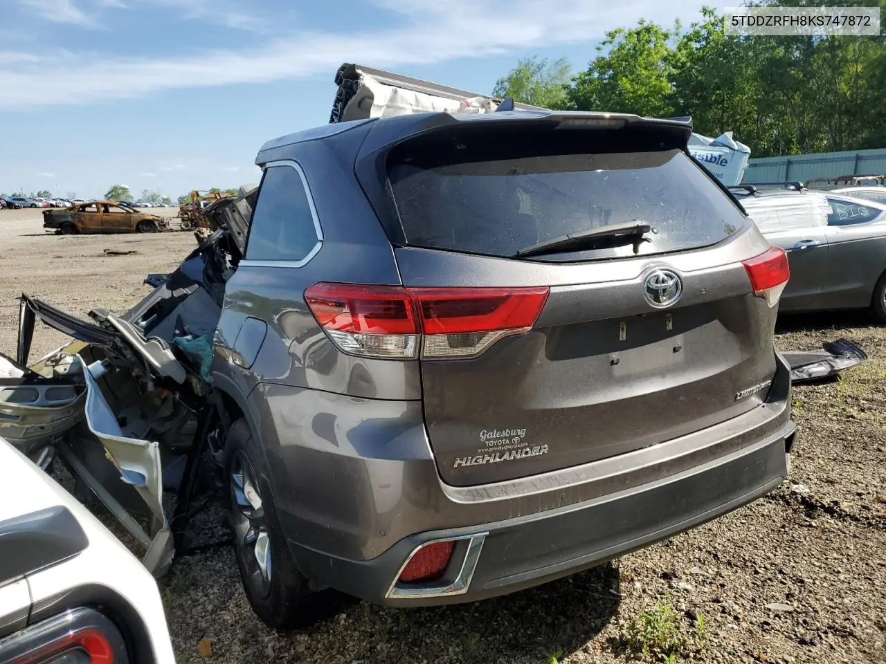 2019 Toyota Highlander Limited VIN: 5TDDZRFH8KS747872 Lot: 57329865