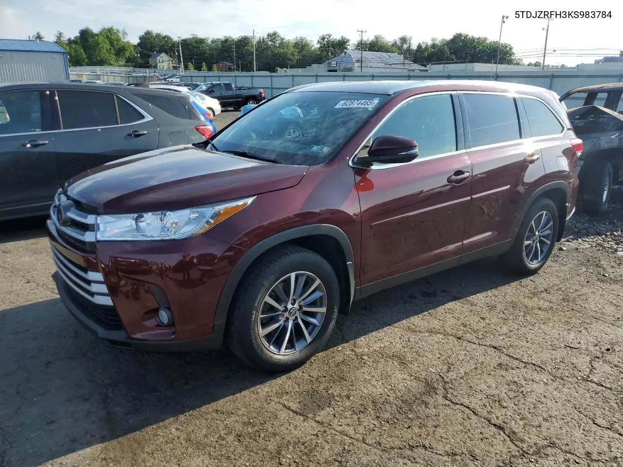 2019 Toyota Highlander Se VIN: 5TDJZRFH3KS983784 Lot: 62874465
