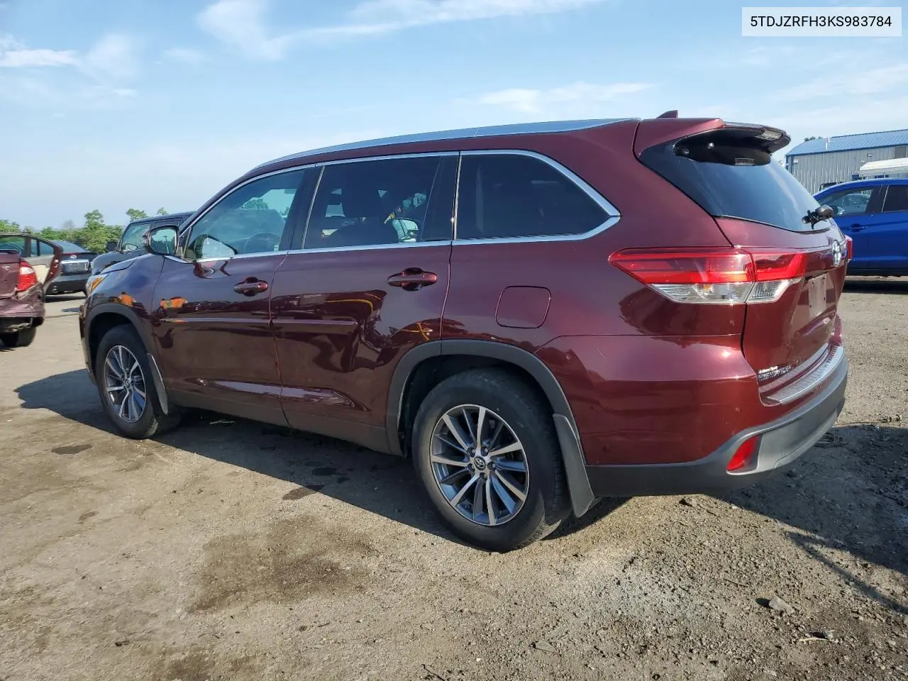 2019 Toyota Highlander Se VIN: 5TDJZRFH3KS983784 Lot: 62874465