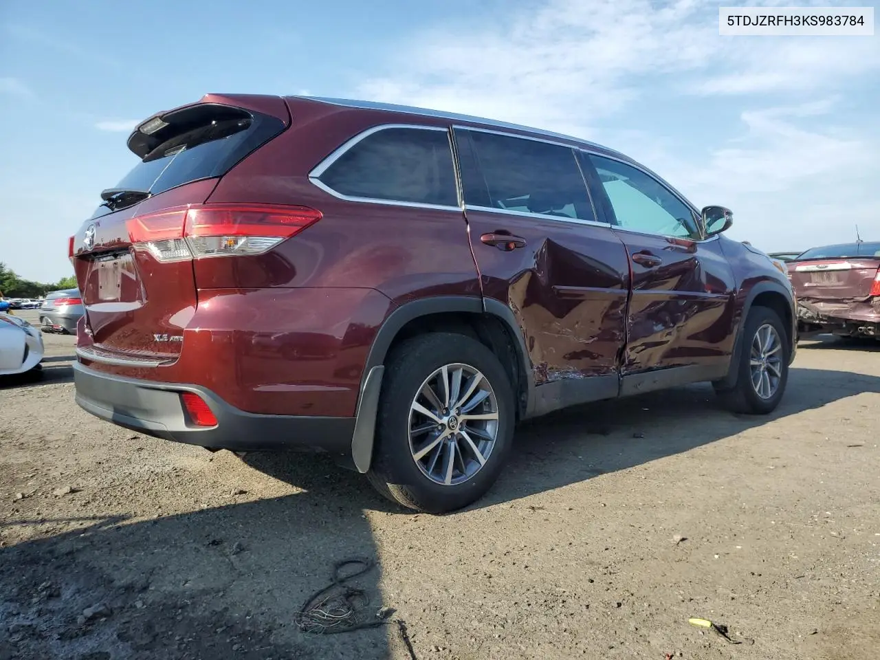 2019 Toyota Highlander Se VIN: 5TDJZRFH3KS983784 Lot: 62874465