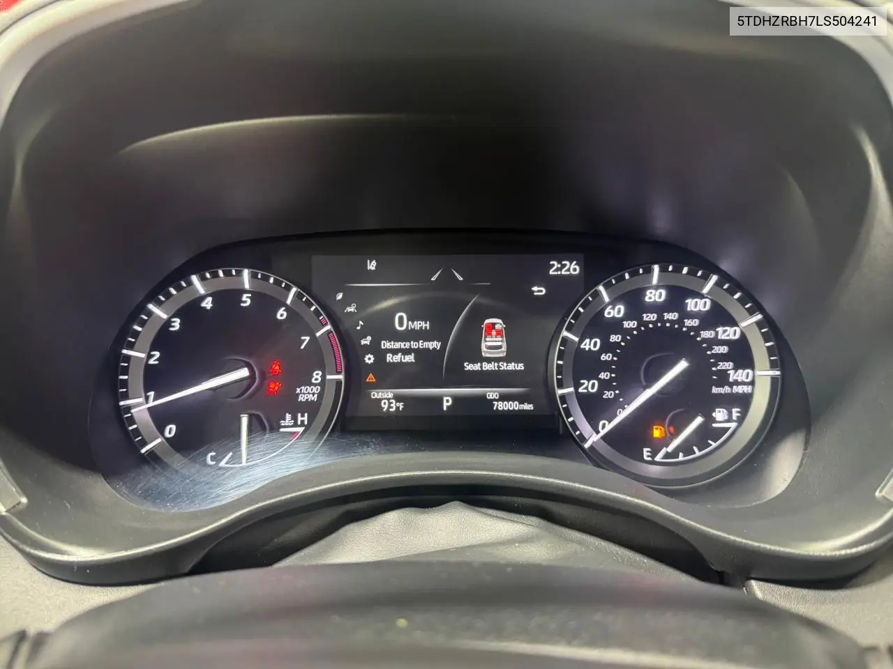 2020 Toyota Highlander Xle VIN: 5TDHZRBH7LS504241 Lot: 63534125