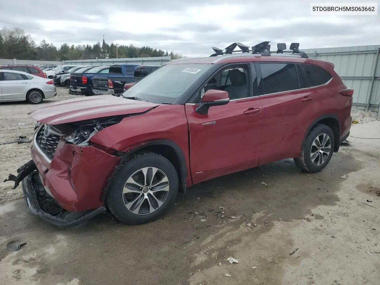 2021 Toyota Highlander Hybrid Xle VIN: 5TDGBRCH5MS063662 Lot: 55585035