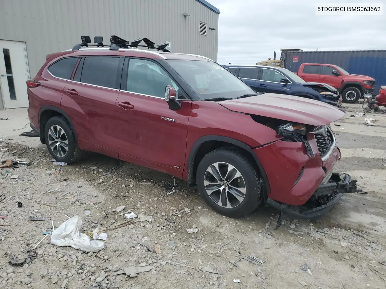 2021 Toyota Highlander Hybrid Xle VIN: 5TDGBRCH5MS063662 Lot: 55585035