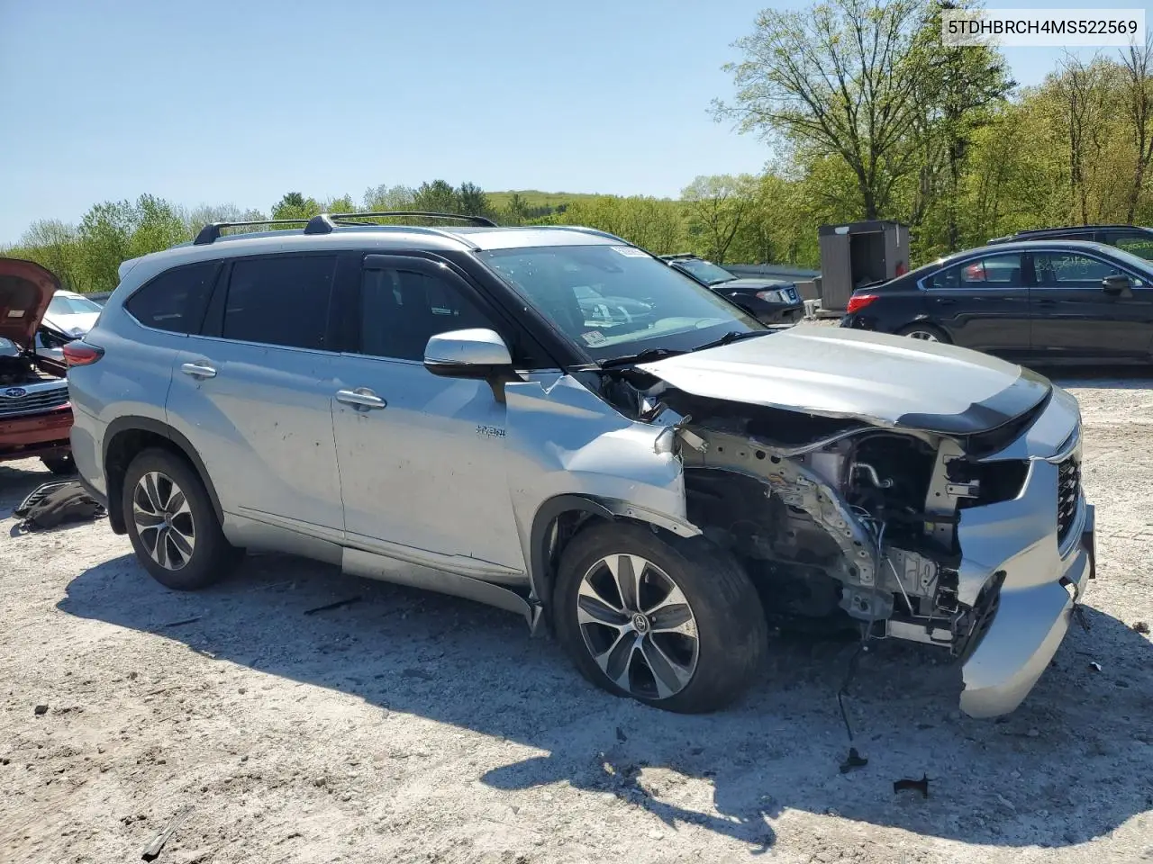 2021 Toyota Highlander Hybrid Xle VIN: 5TDHBRCH4MS522569 Lot: 56089055