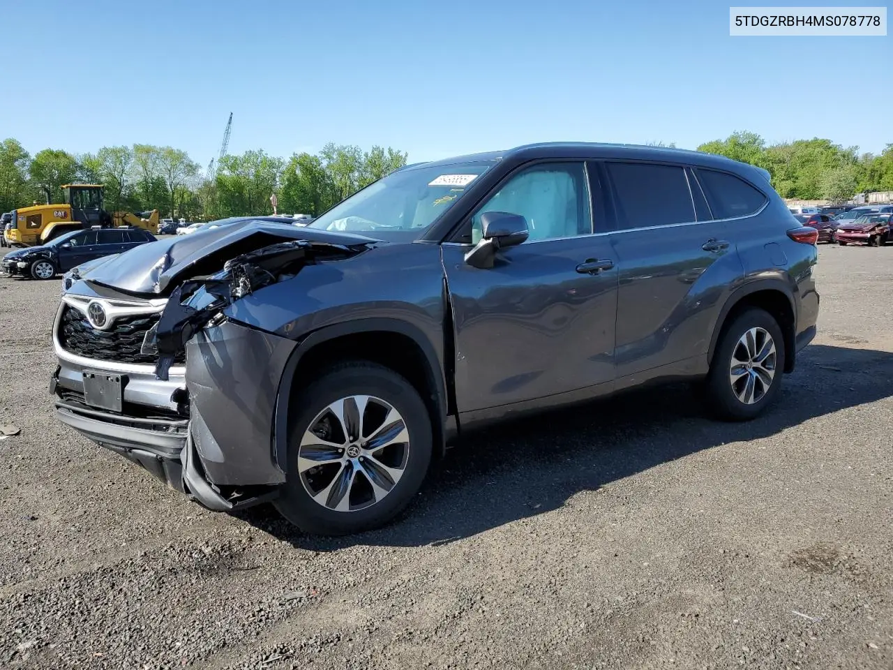 2021 Toyota Highlander Xle VIN: 5TDGZRBH4MS078778 Lot: 56496855