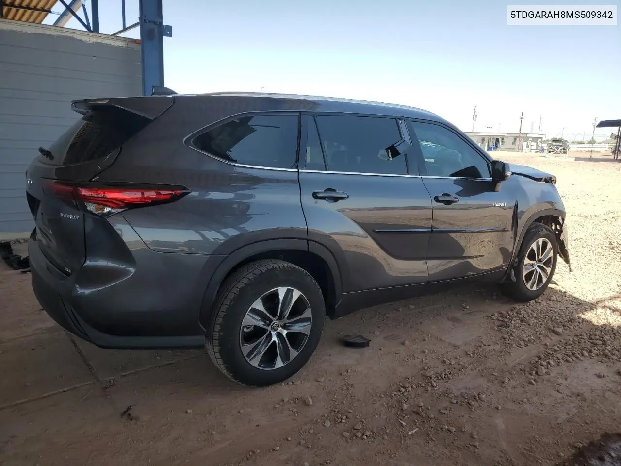 2021 Toyota Highlander Hybrid Xle VIN: 5TDGARAH8MS509342 Lot: 57177135