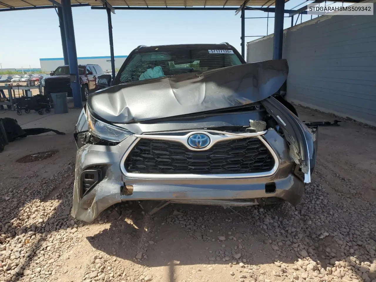 2021 Toyota Highlander Hybrid Xle VIN: 5TDGARAH8MS509342 Lot: 57177135