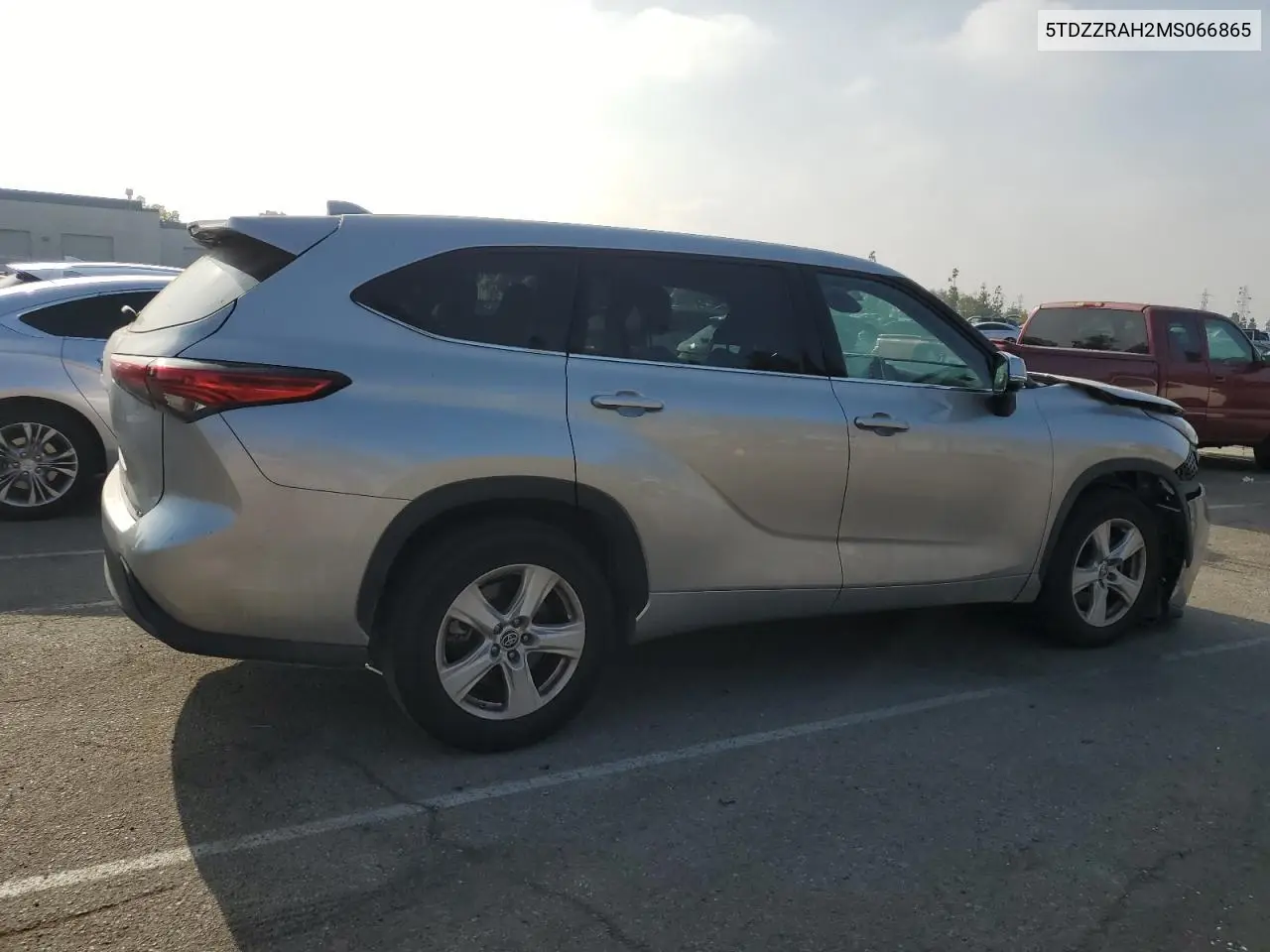 2021 Toyota Highlander L VIN: 5TDZZRAH2MS066865 Lot: 61634565